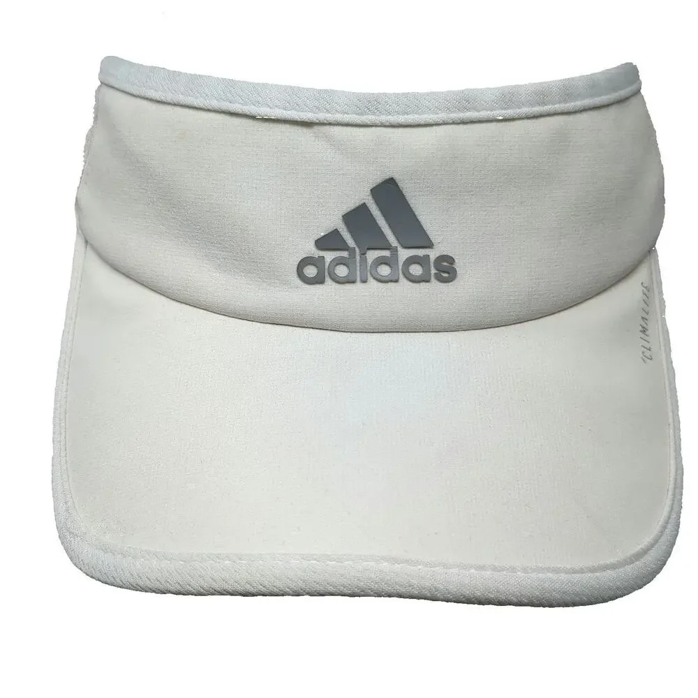 Adidas Visor Hat White One Size Strapback Climalite Silver Logo Performance